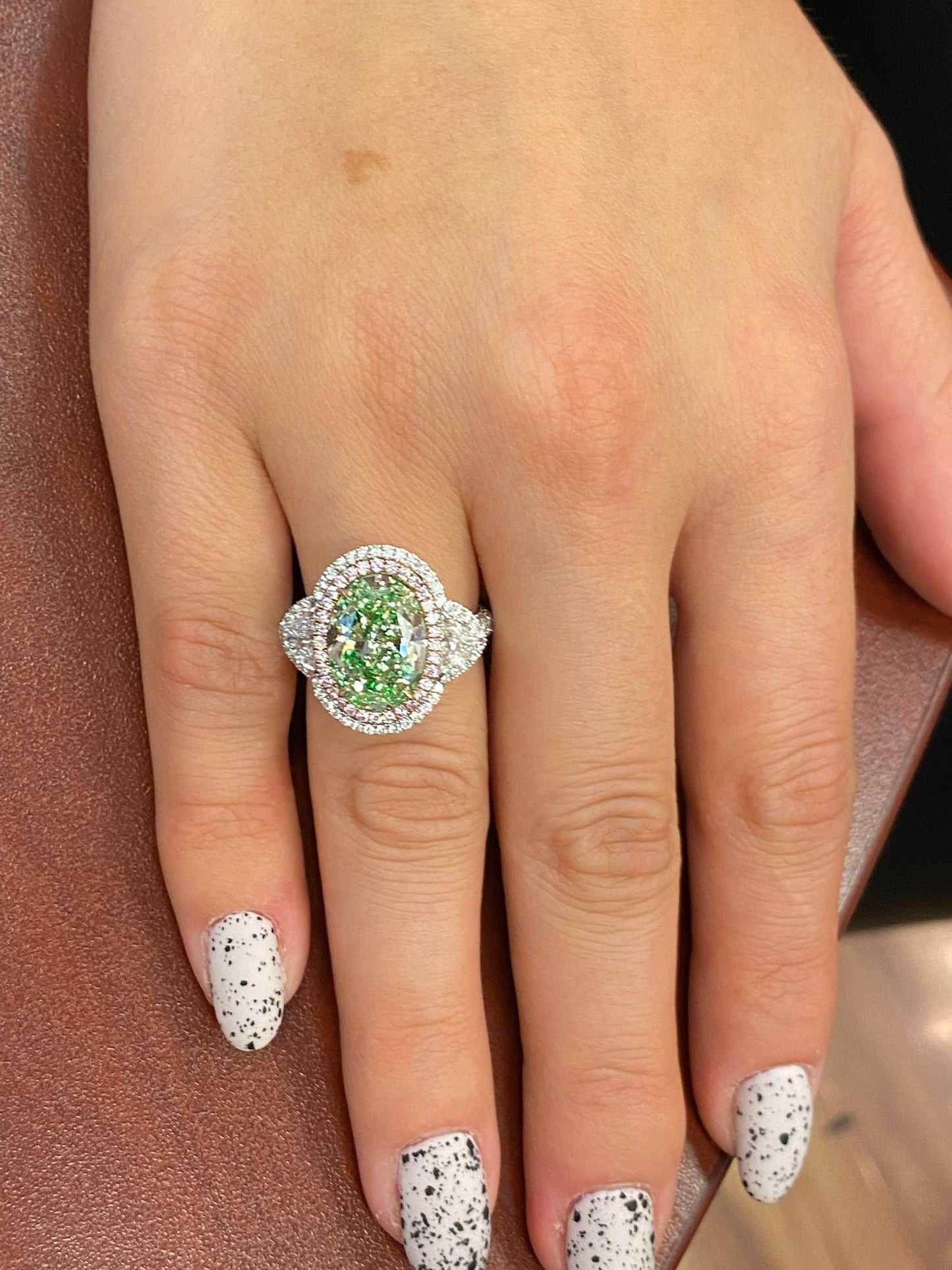 Emilio Jewelry GIA Certified 6.96 Carat Greenish Diamond Ring