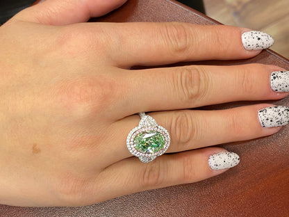 Emilio Jewelry GIA Certified 6.96 Carat Greenish Diamond Ring