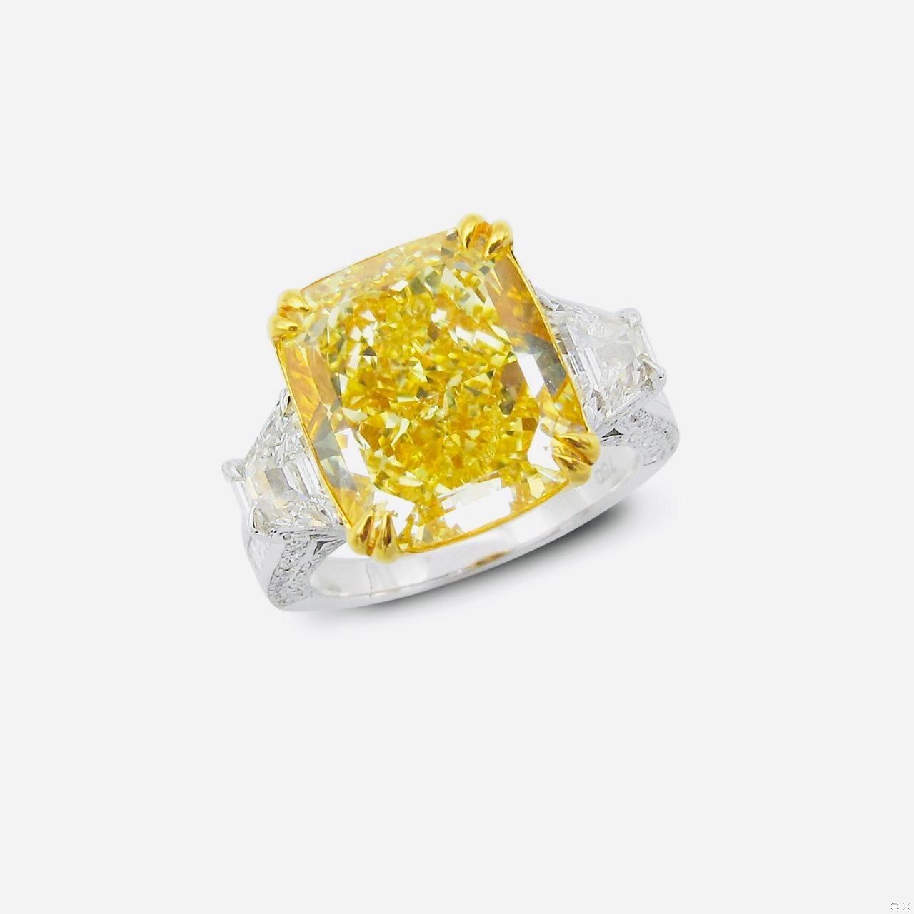 Emilio Jewelry GIA Certified 7.00 Carat Fancy Intense Yellow Diamond Ring