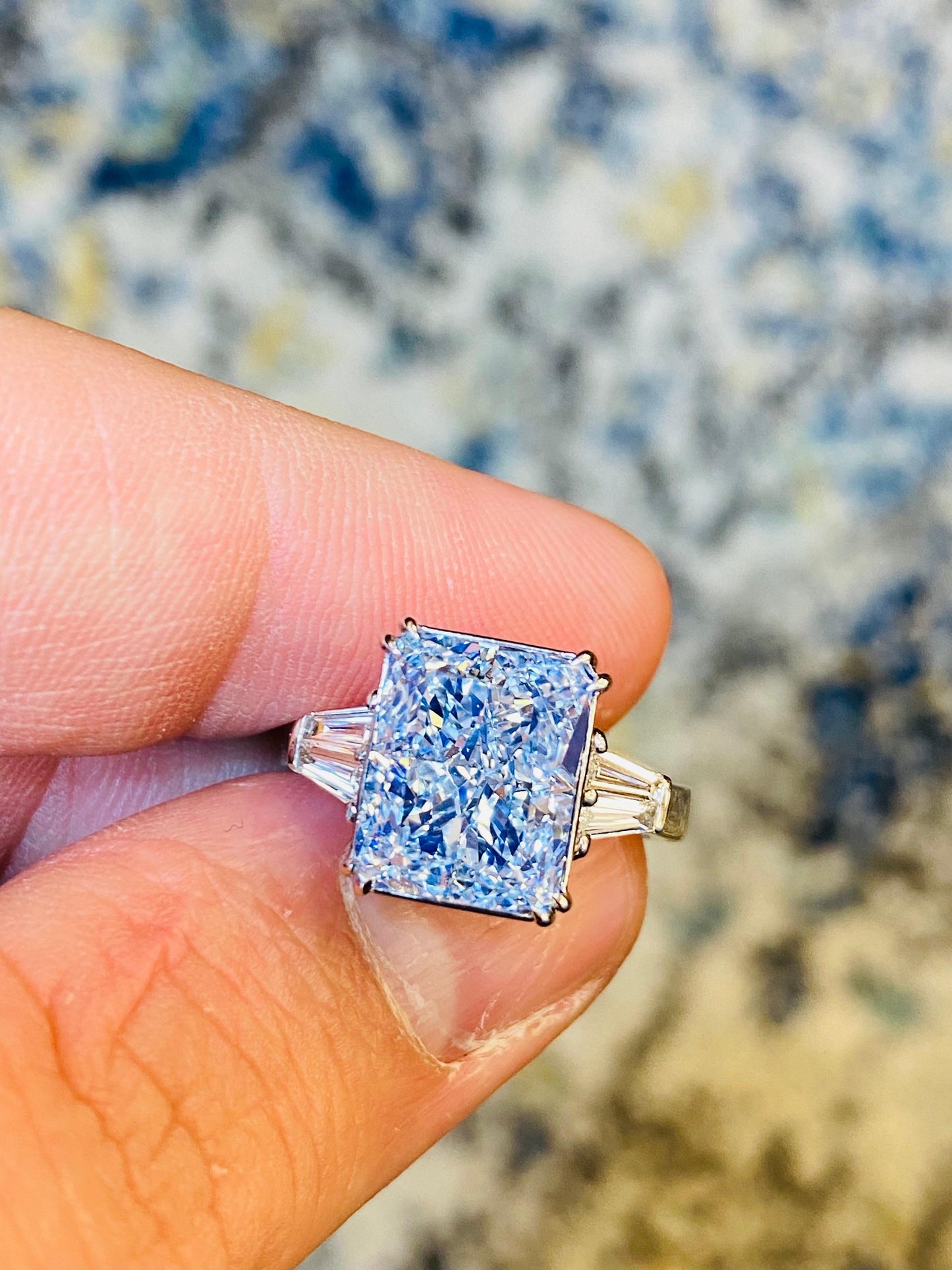 Emilio Jewelry GIA Certified 7.02 Carat Natural Blue Diamond Ring