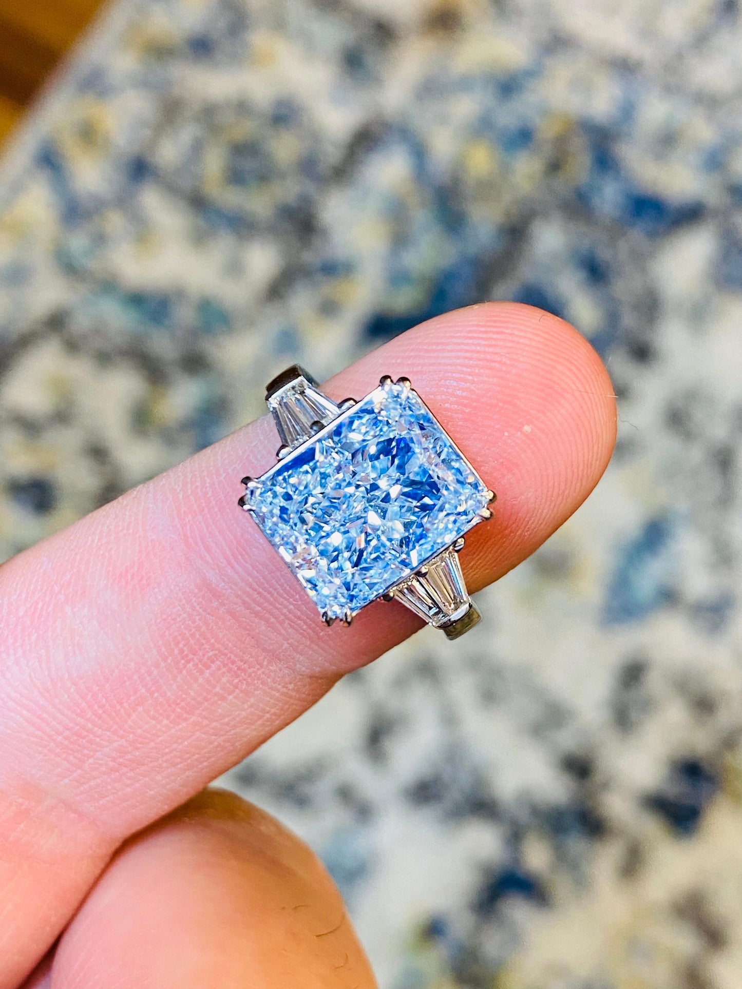 Emilio Jewelry GIA Certified 7.02 Carat Natural Blue Diamond Ring