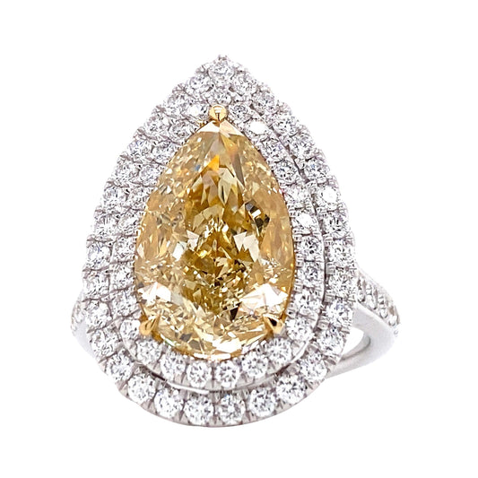 Emilio Jewelry GIA Certified 7.18 Carat Yellow Diamond Ring and Pendant