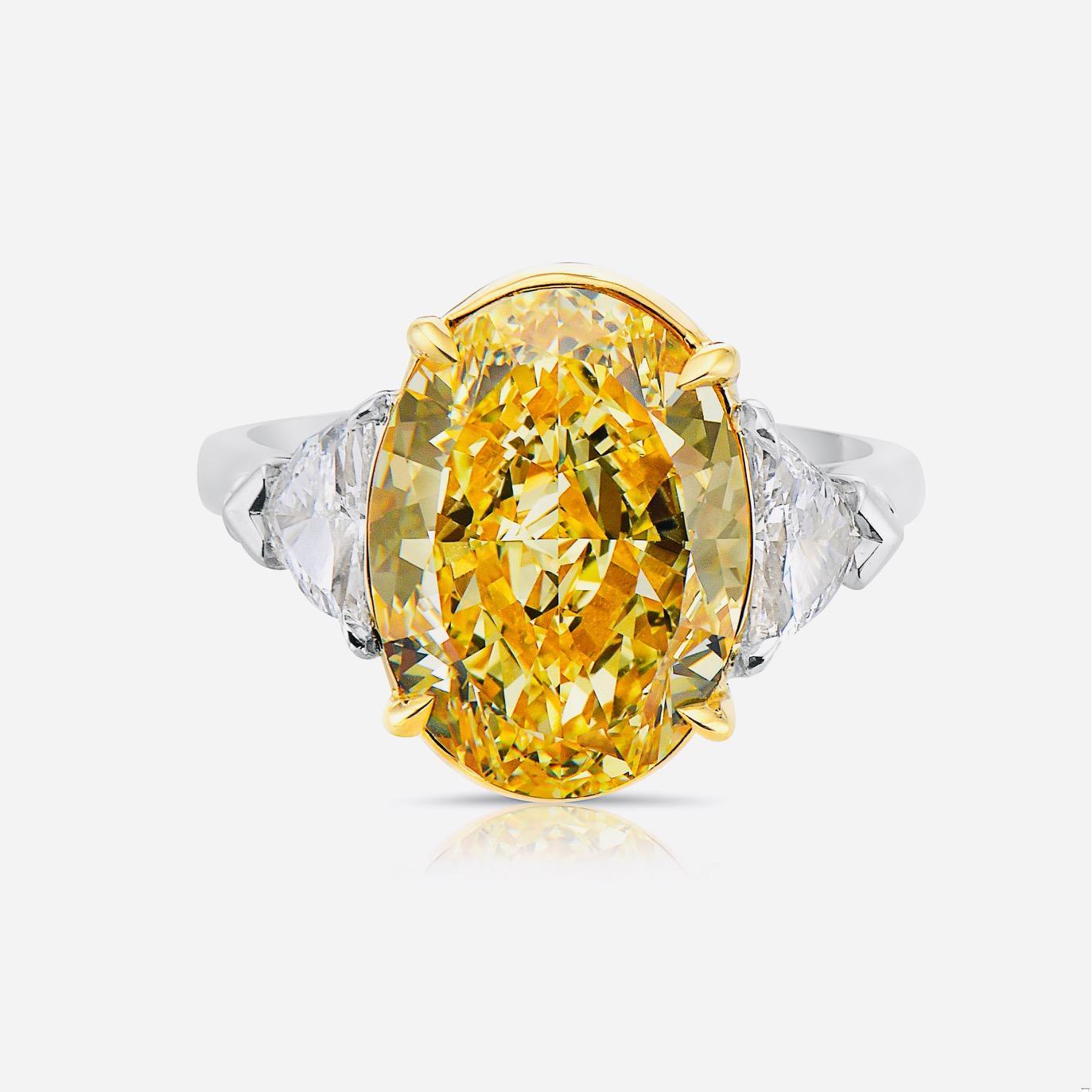 Emilio Jewelry GIA Certified 8.00 Carat Oval Fancy Intense Yellow Diamond Ring