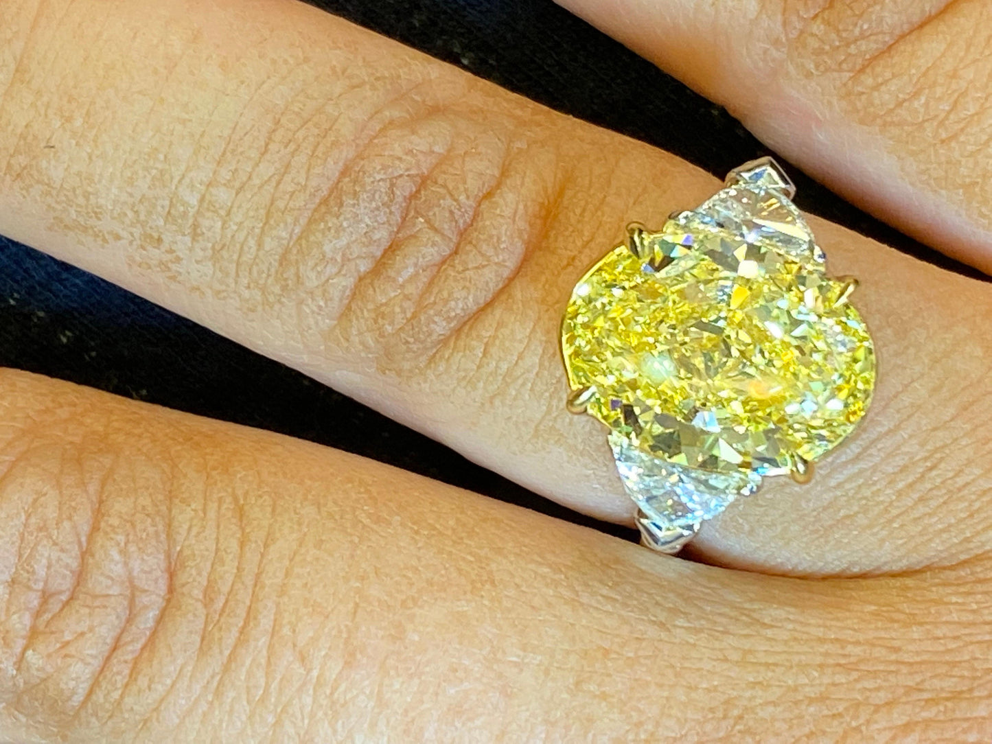 Emilio Jewelry GIA Certified 8.00 Carat Oval Fancy Intense Yellow Diamond Ring