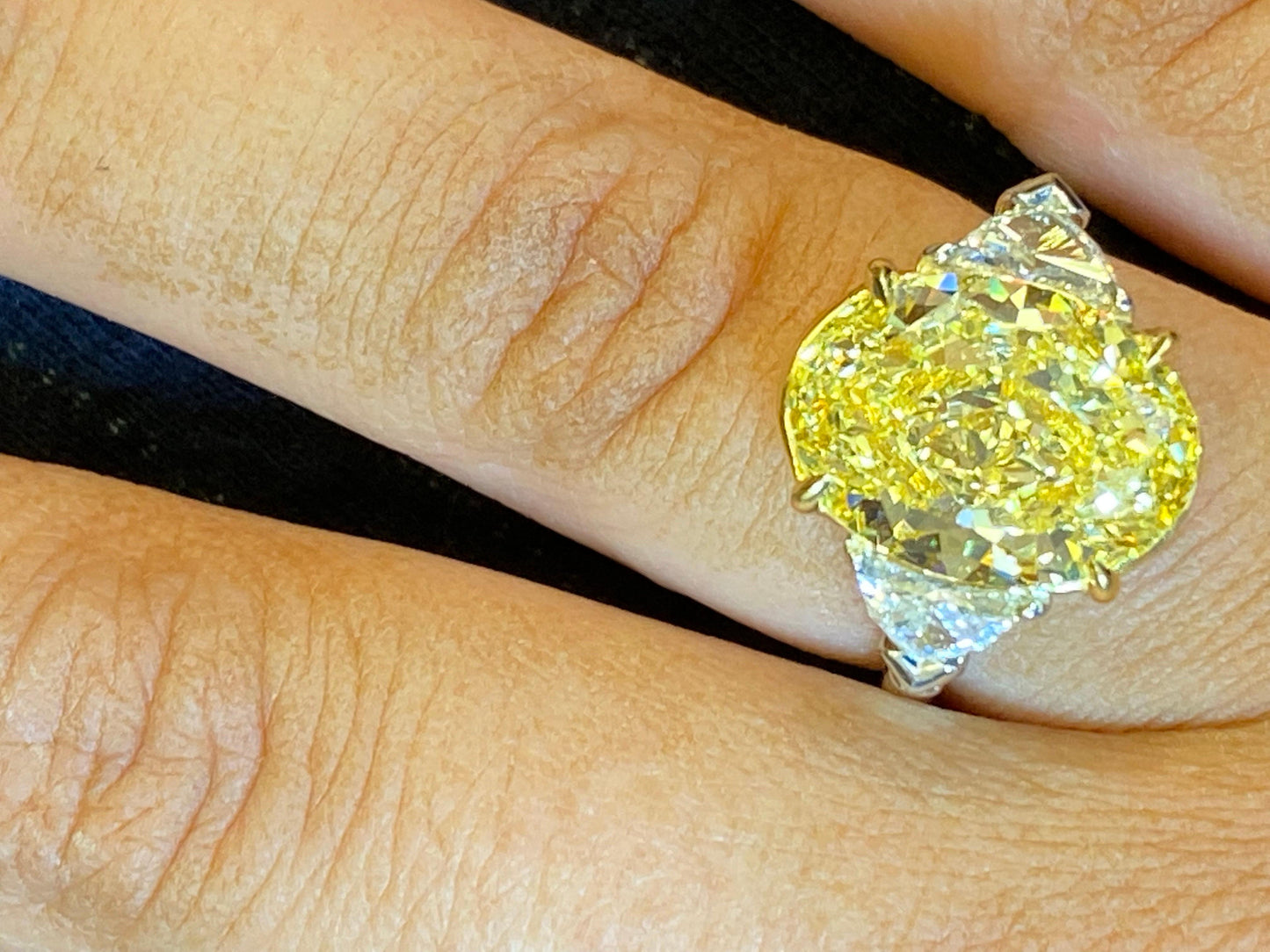 Emilio Jewelry GIA Certified 8.00 Carat Oval Fancy Intense Yellow Diamond Ring