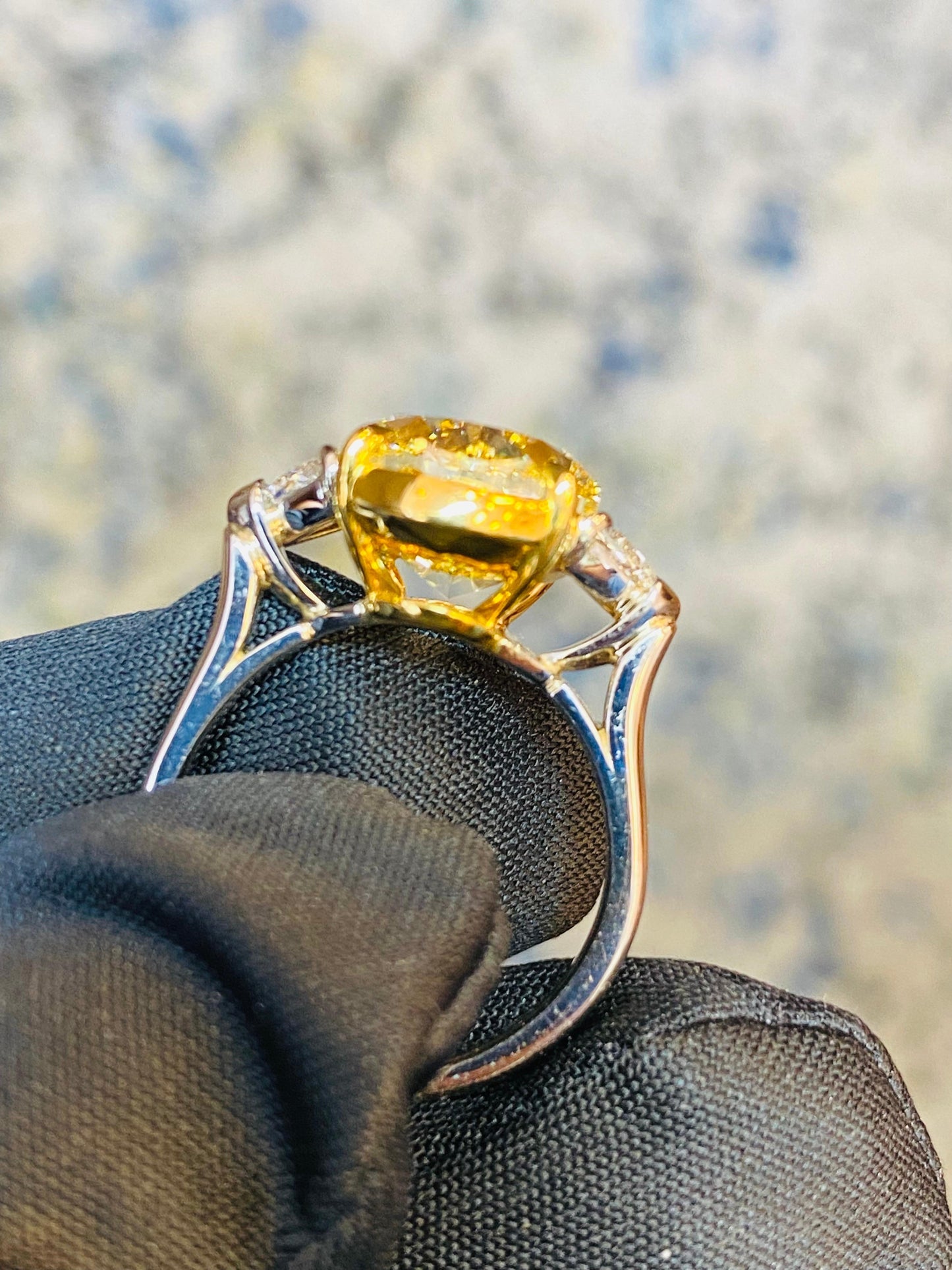 Emilio Jewelry GIA Certified 8.00 Carat Oval Fancy Intense Yellow Diamond Ring