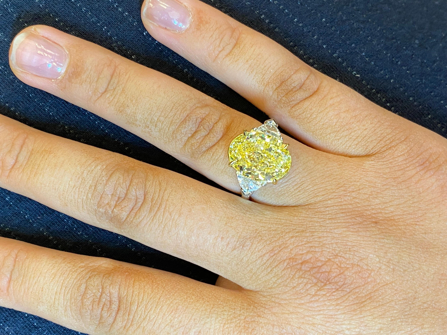 Emilio Jewelry GIA Certified 8.00 Carat Oval Fancy Intense Yellow Diamond Ring