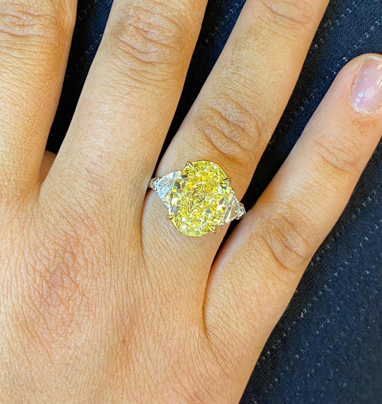 Emilio Jewelry GIA Certified 8.00 Carat Oval Fancy Intense Yellow Diamond Ring