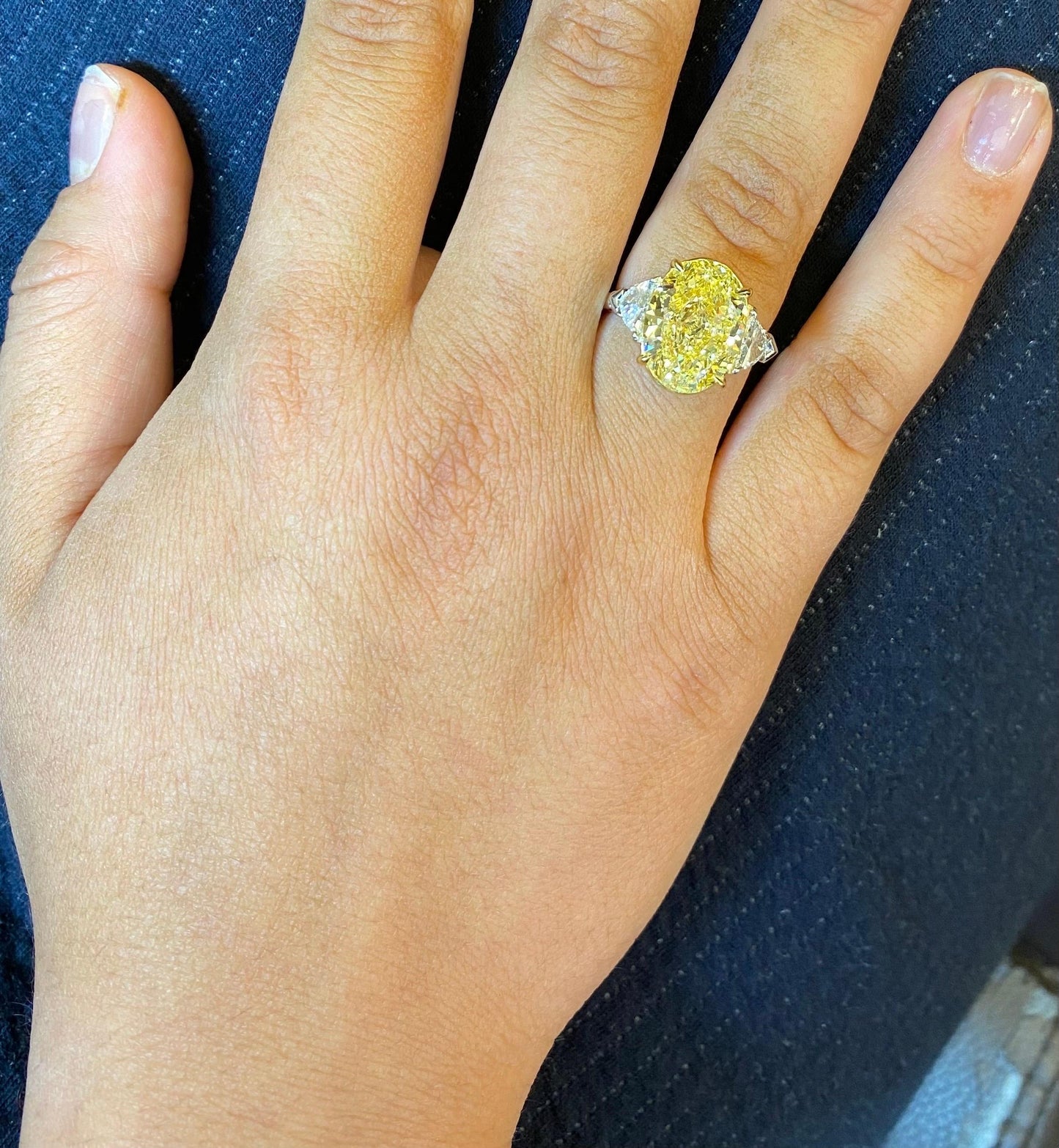 Emilio Jewelry GIA Certified 8.00 Carat Oval Fancy Intense Yellow Diamond Ring