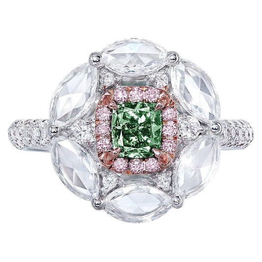 Emilio Jewelry GIA Certified Fancy Deep Green Diamond Ring
