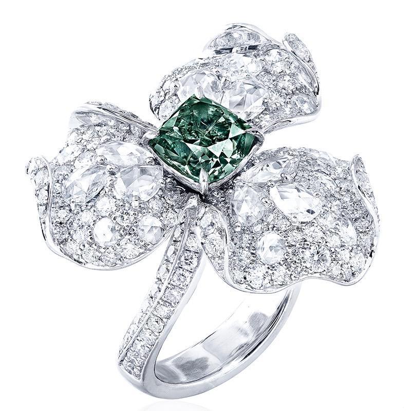 Emilio Jewelry GIA Certified Fancy Deep Pure Green Diamond Ring