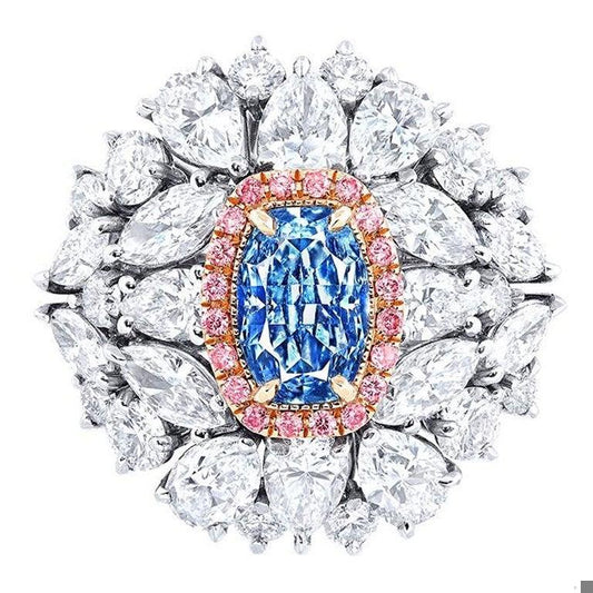 Emilio Jewelry GIA Certified Fancy Intense Blue Diamond Ring
