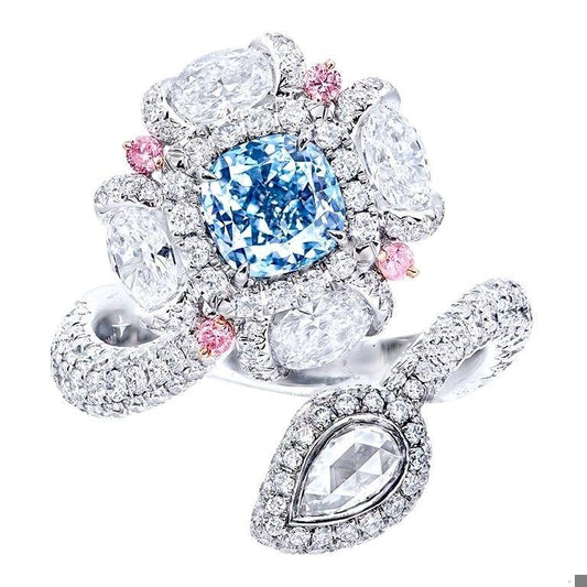 Emilio Jewelry GIA Certified Fancy Light Blue Diamond Ring