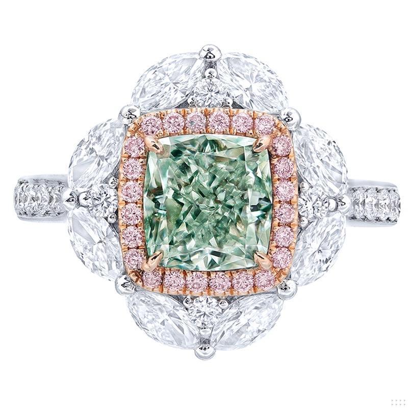 Emilio Jewelry GIA Certified Fancy Light Pure Green Diamond Ring