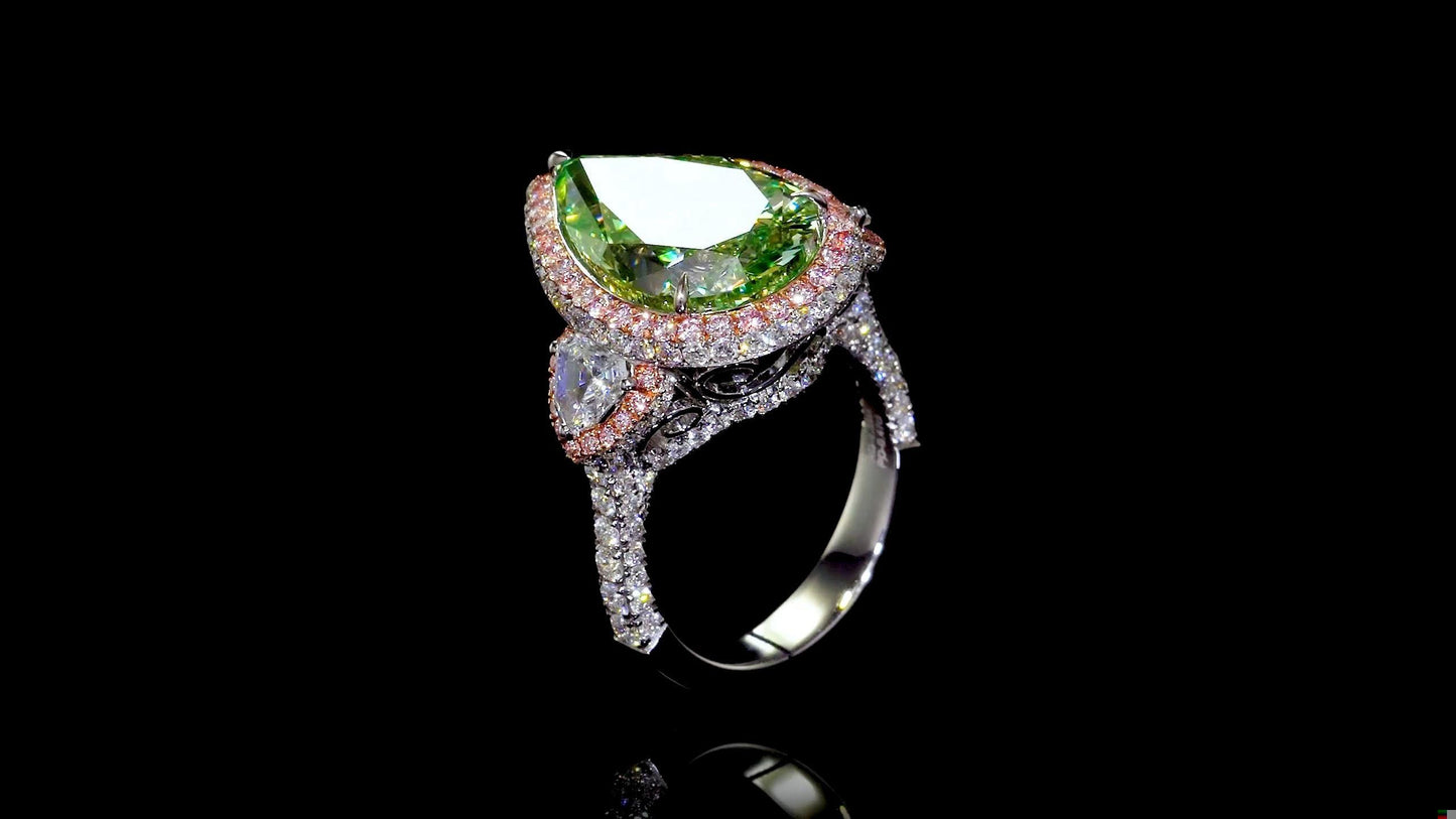 Emilio Jewelry GIA Certified Greenish Yellow Diamond Ring