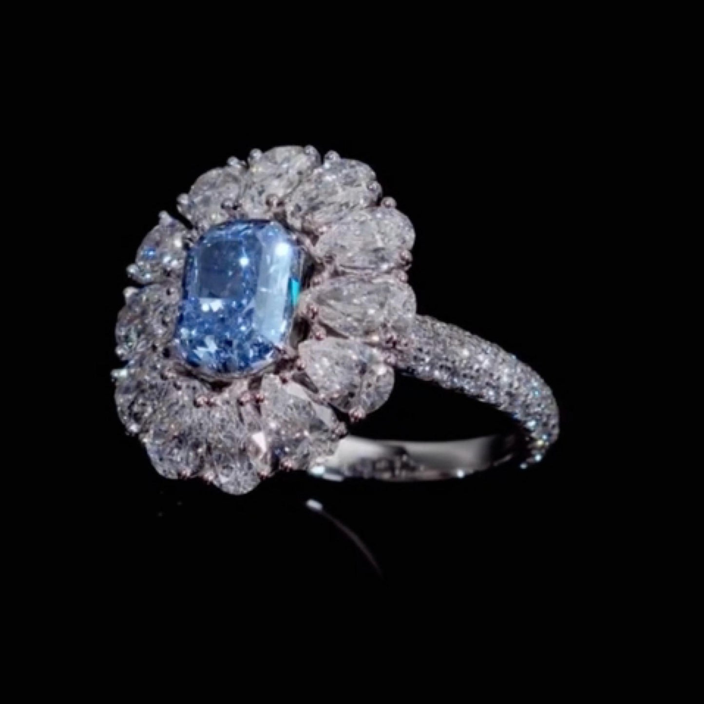 Emilio Jewelry GIA Certified Natural Vivid Blue Internally Flawless Diamond Ring