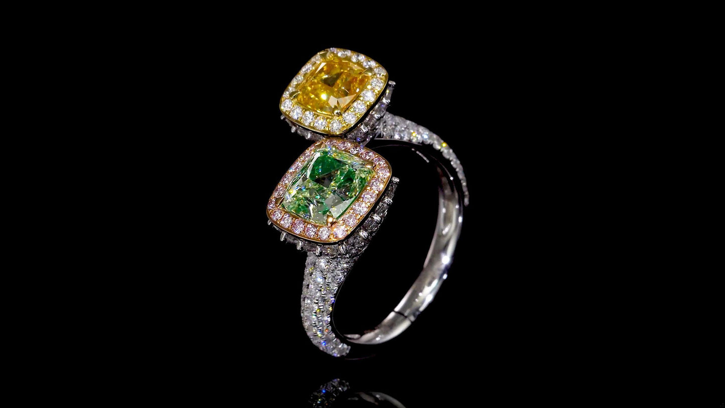 Emilio Jewelry GIA Certified Toi E Moi Natural Exotic Diamond Ring