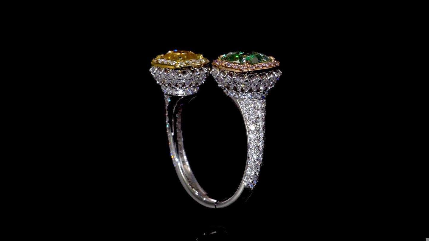 Emilio Jewelry GIA Certified Toi E Moi Natural Exotic Diamond Ring