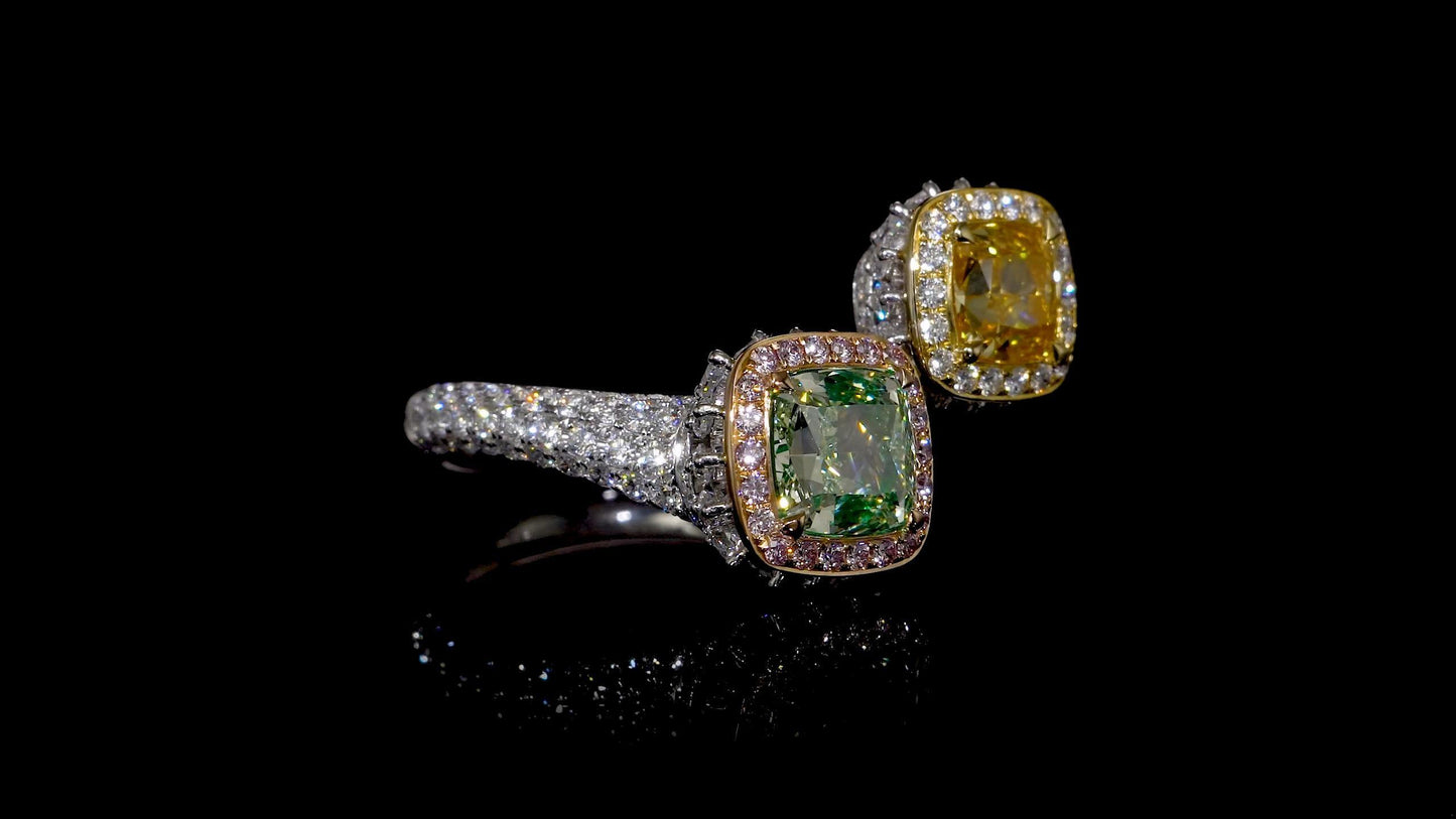 Emilio Jewelry GIA Certified Toi E Moi Natural Exotic Diamond Ring