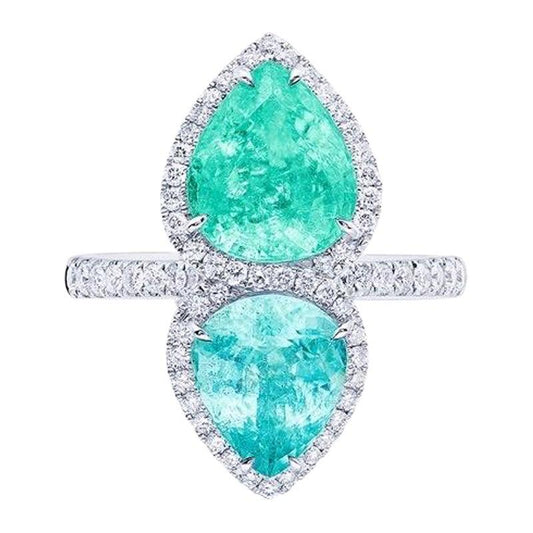 Emilio Jewelry GIA Certified Toi E Moi Paraiba Ring