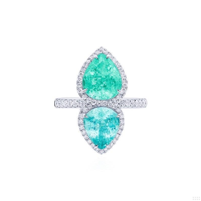 Emilio Jewelry GIA Certified Toi E Moi Paraiba Ring