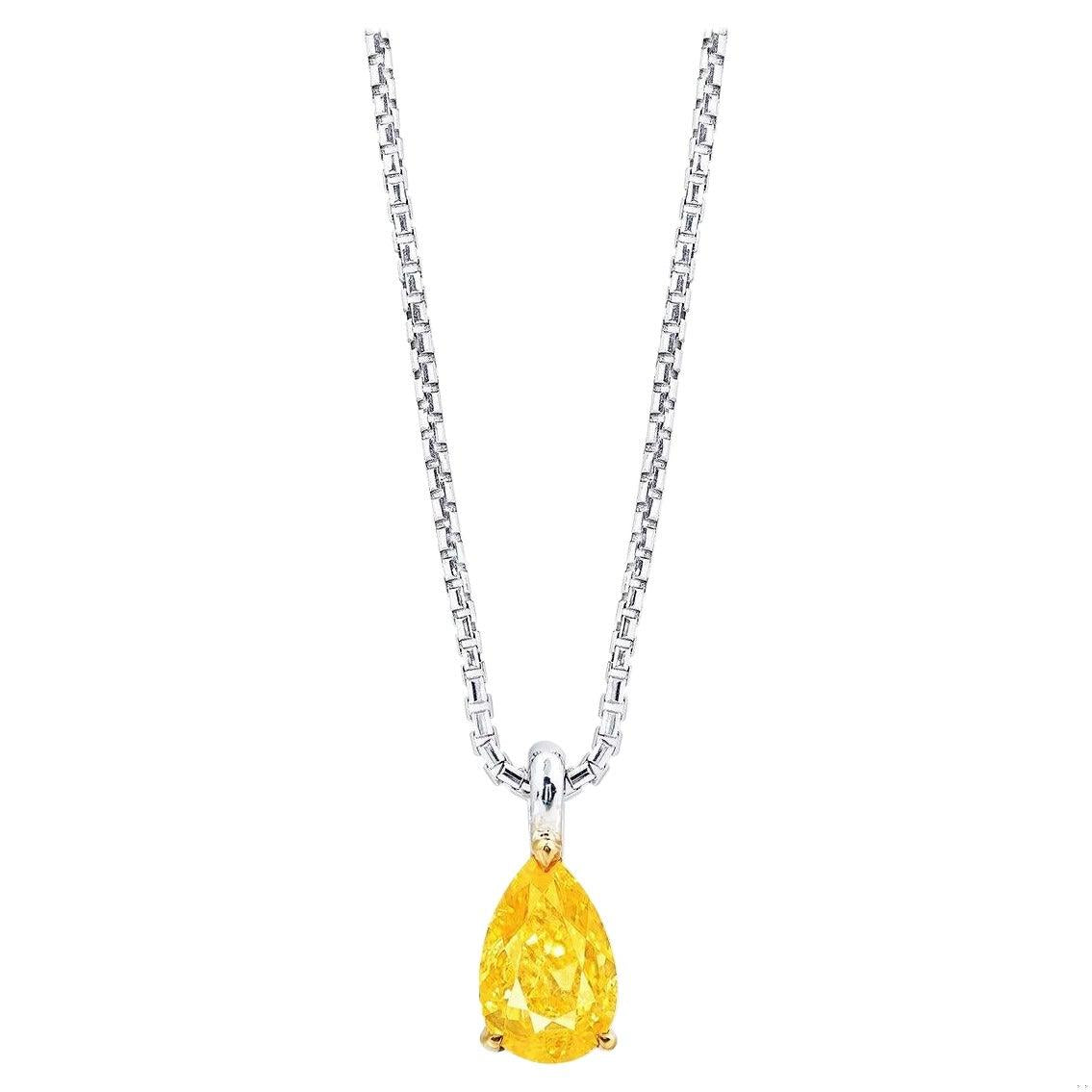 Emilio Jewelry GIA Certified Vivid Orange Diamond Necklace