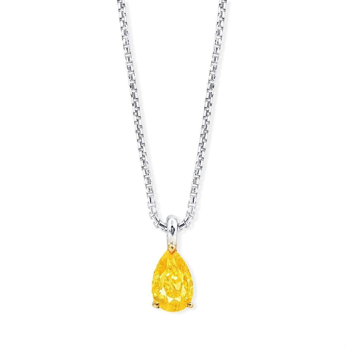 Emilio Jewelry GIA Certified Vivid Orange Diamond Necklace