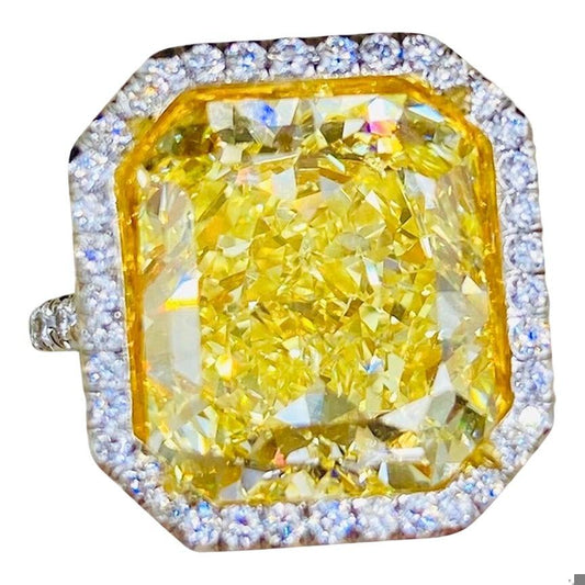 Emilio Jewelry Gia Certified 10.00 Carat Fancy Intense Yellow Diamond Ring