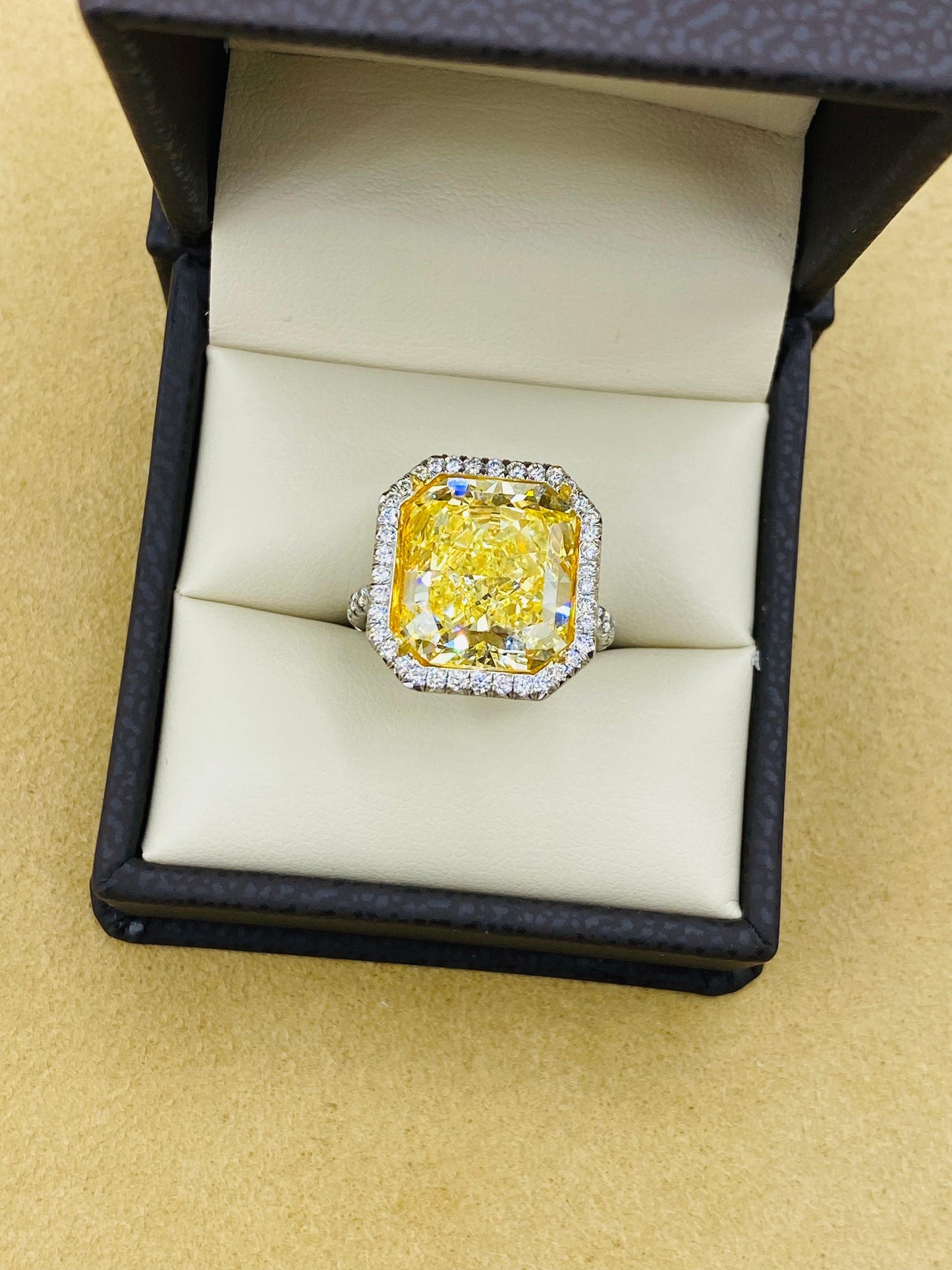 Emilio Jewelry Gia Certified 10.00 Carat Fancy Intense Yellow Diamond Ring