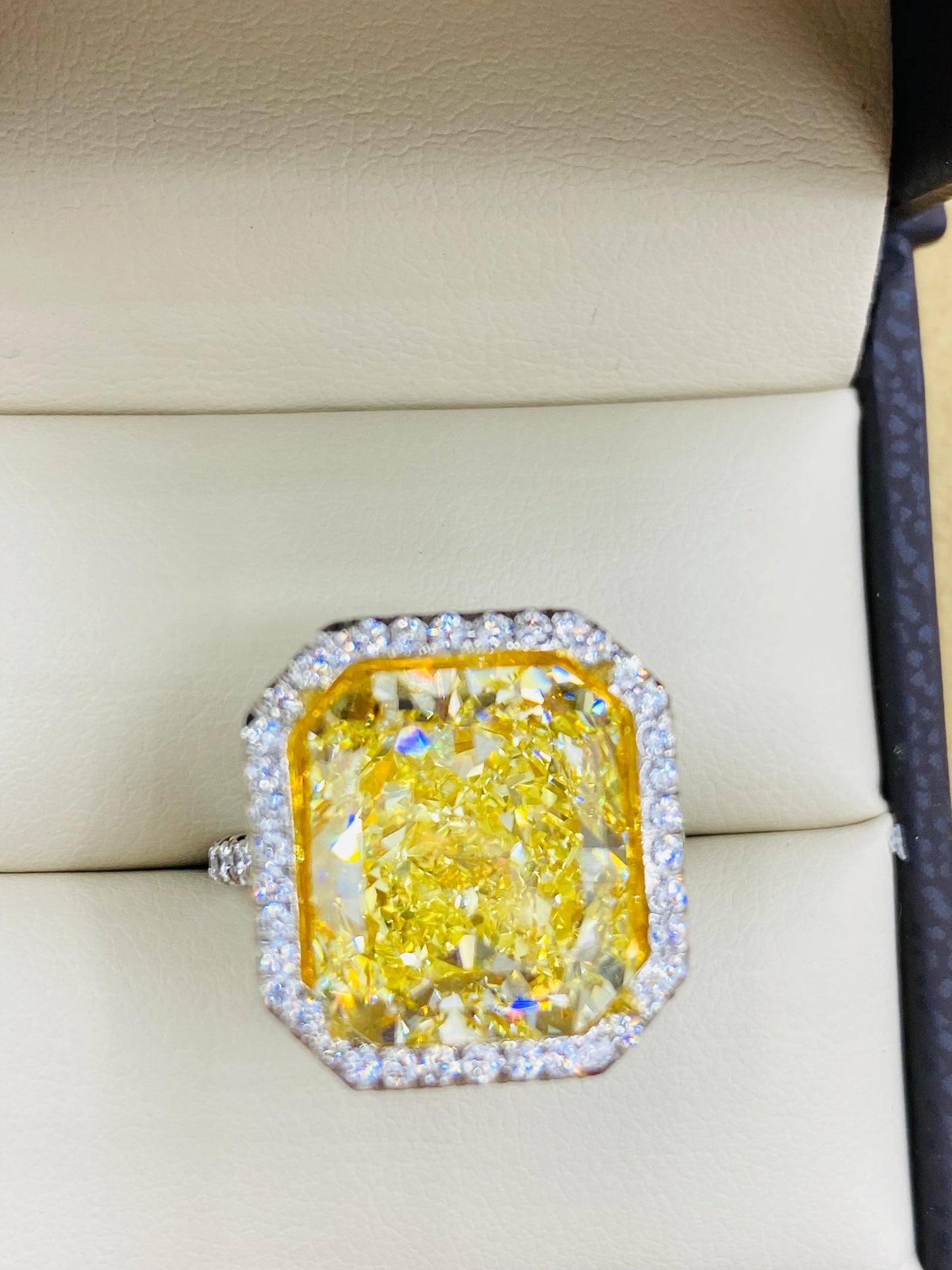 Emilio Jewelry Gia Certified 10.00 Carat Fancy Intense Yellow Diamond Ring