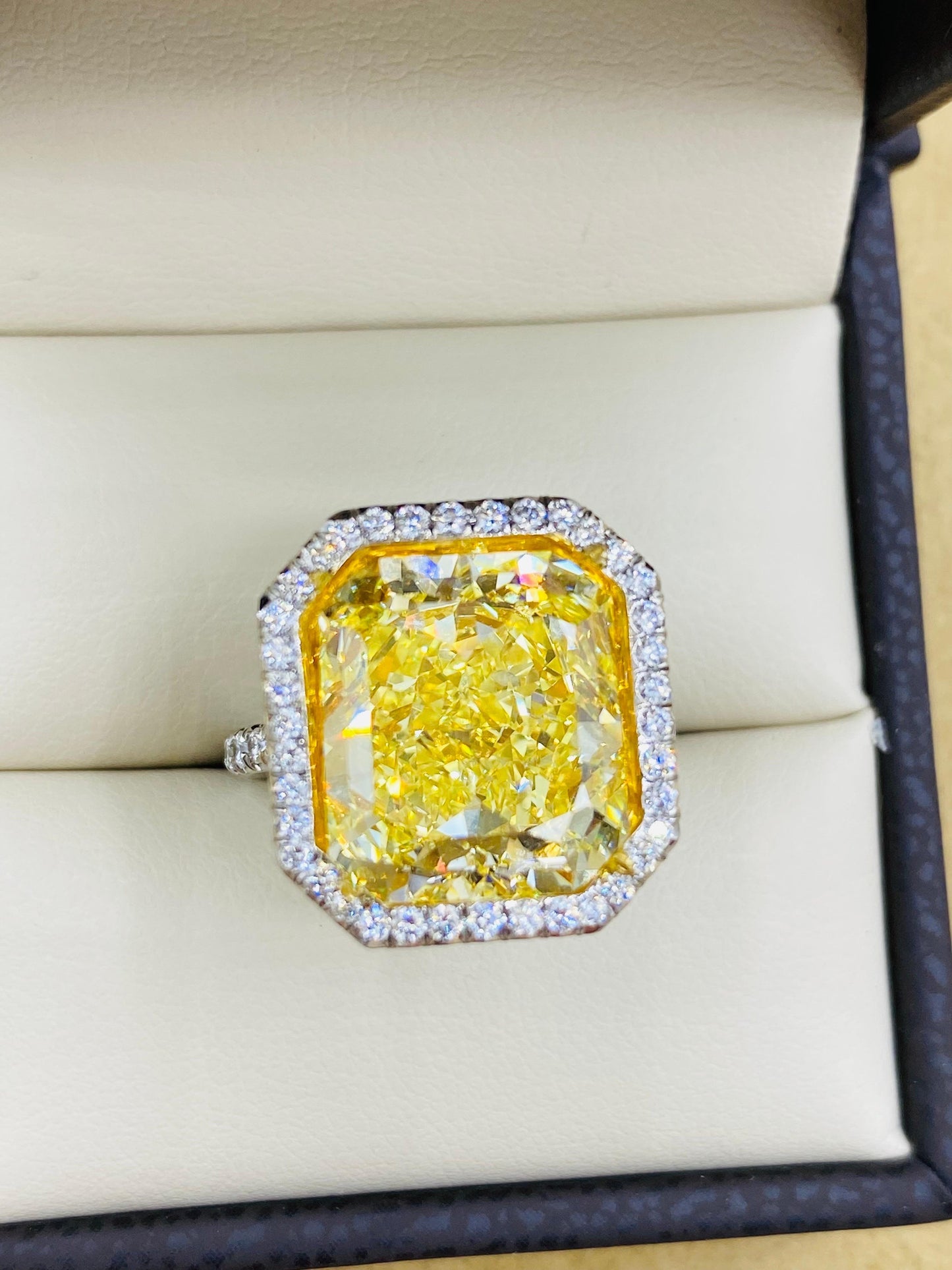 Emilio Jewelry Gia Certified 10.00 Carat Fancy Intense Yellow Diamond Ring