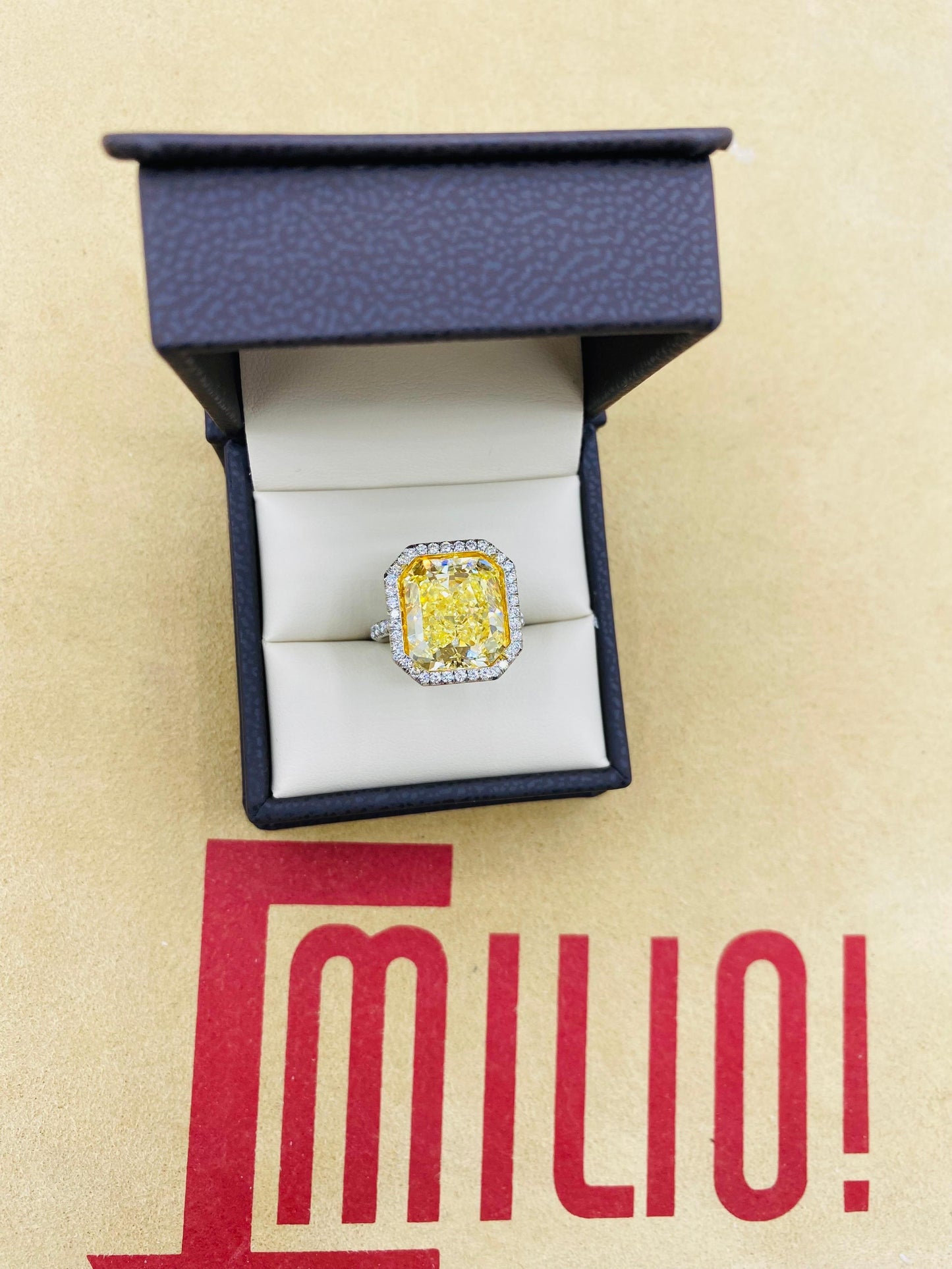 Emilio Jewelry Gia Certified 10.00 Carat Fancy Intense Yellow Diamond Ring