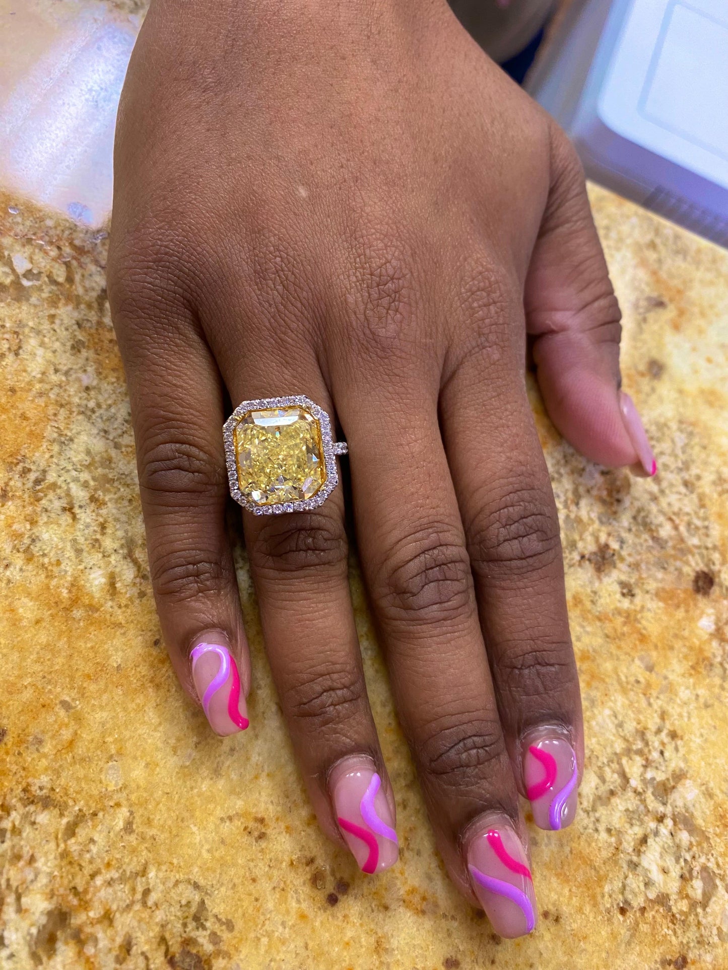 Emilio Jewelry Gia Certified 10.00 Carat Fancy Intense Yellow Diamond Ring