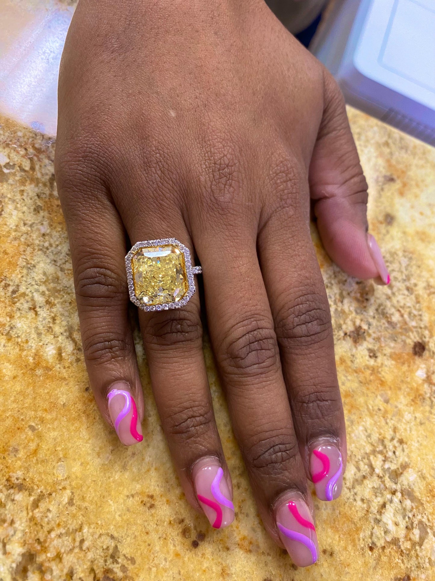 Emilio Jewelry Gia Certified 10.00 Carat Fancy Intense Yellow Diamond Ring