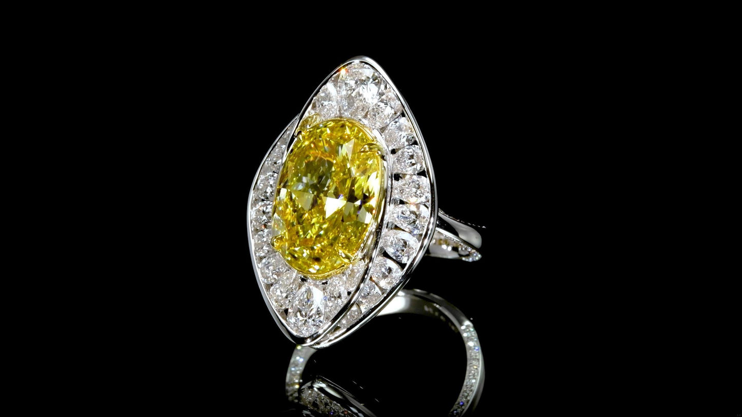 Emilio Jewelry Gia Certified 10.50 Carat Fancy Deep Yellow Diamond Ring