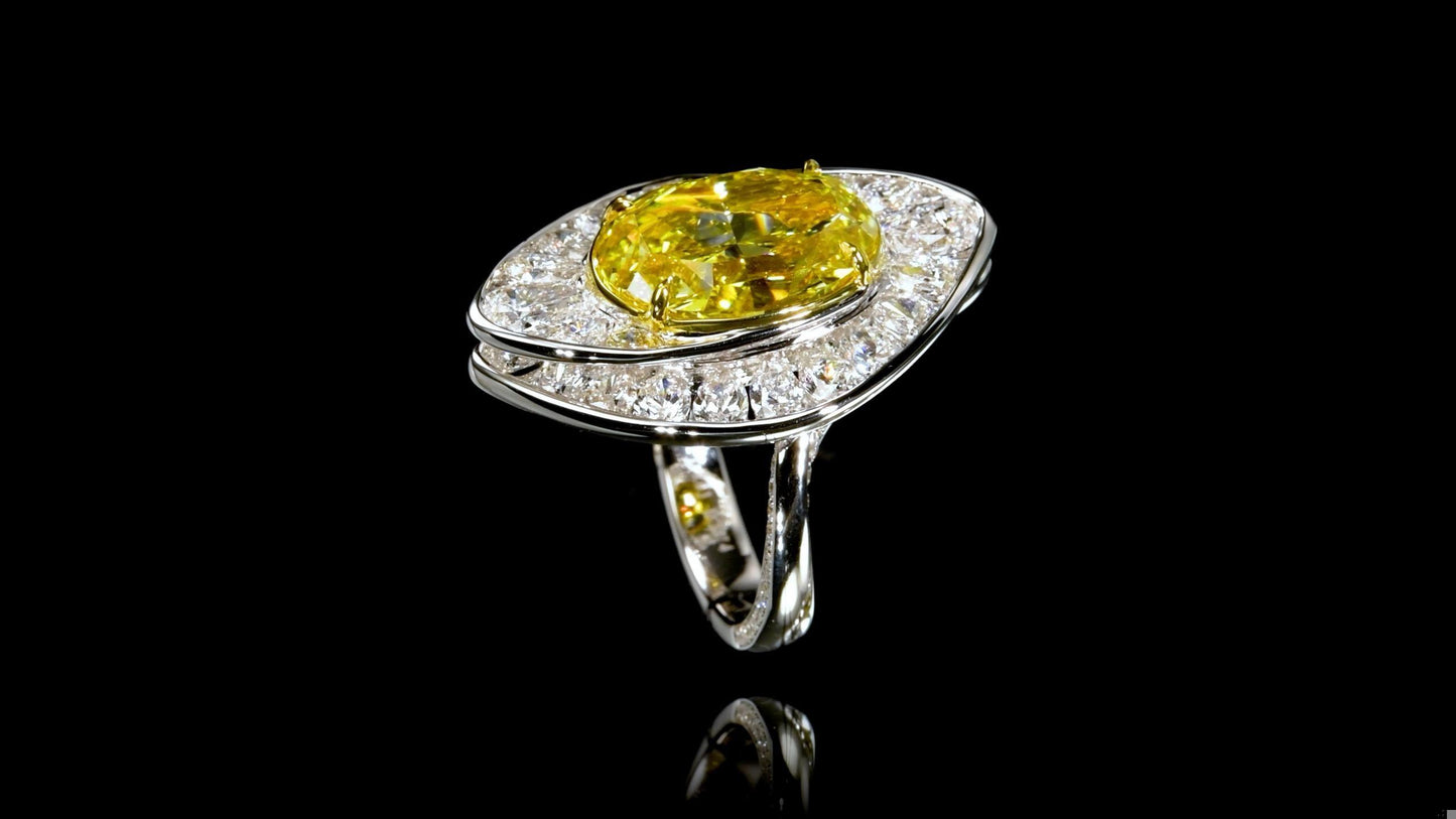 Emilio Jewelry Gia Certified 10.50 Carat Fancy Deep Yellow Diamond Ring