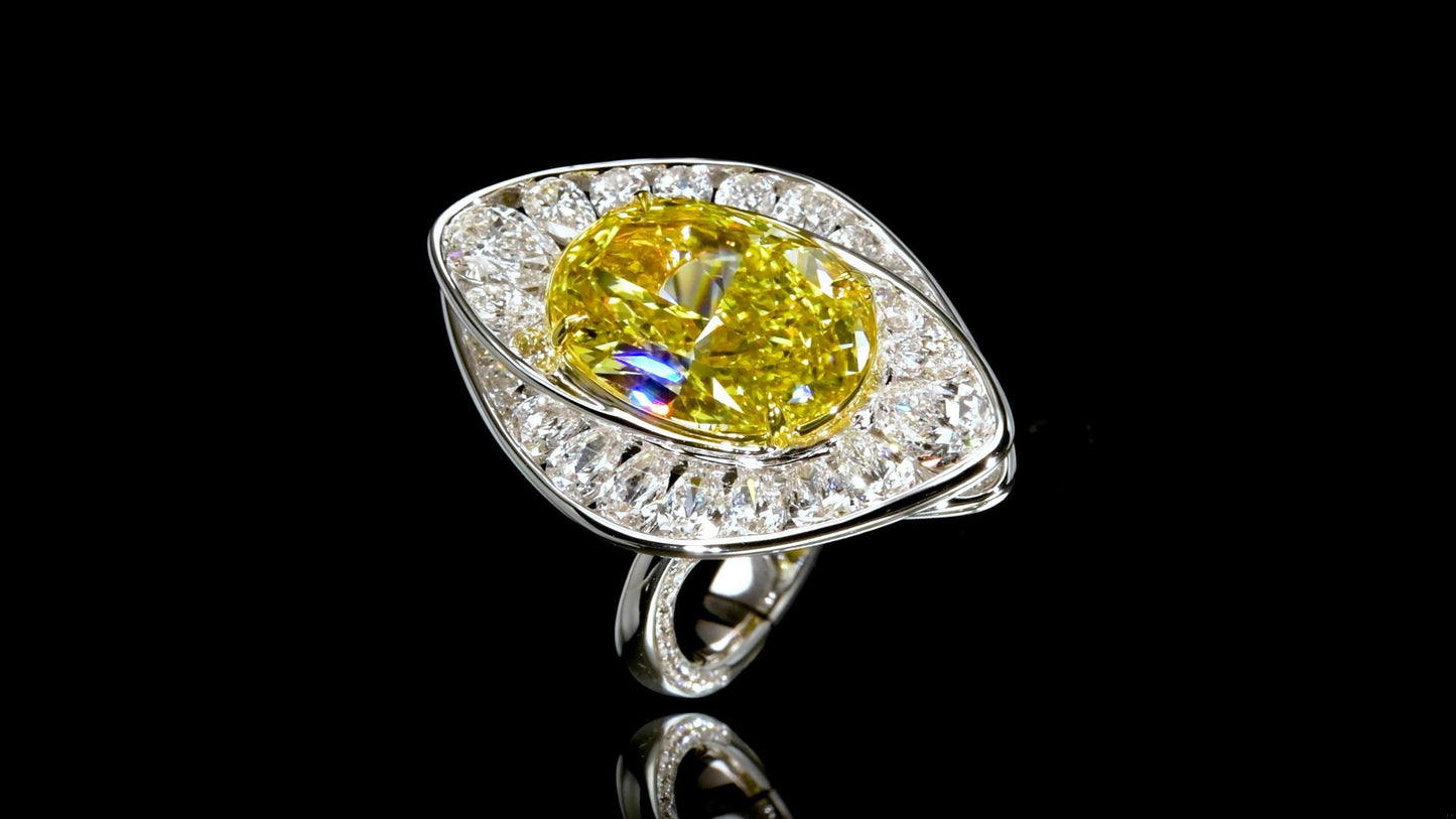 Emilio Jewelry Gia Certified 10.50 Carat Fancy Deep Yellow Diamond Ring