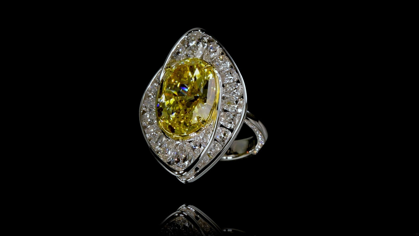 Emilio Jewelry Gia Certified 10.50 Carat Fancy Deep Yellow Diamond Ring