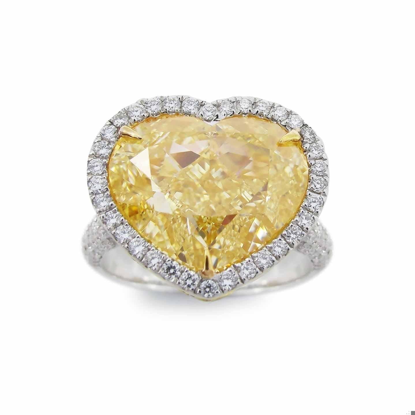 Emilio Jewelry Gia Certified 12.00 Carat Fancy Yellow Diamond Ring