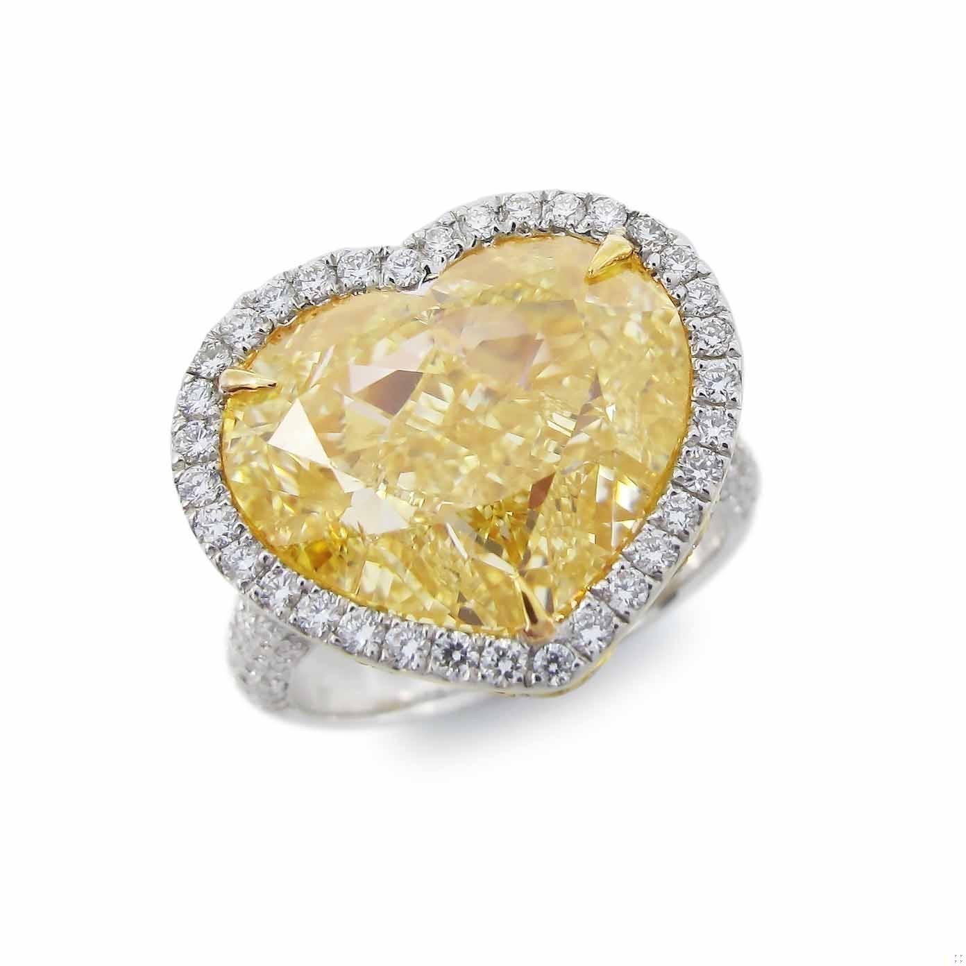 Emilio Jewelry Gia Certified 12.00 Carat Fancy Yellow Diamond Ring