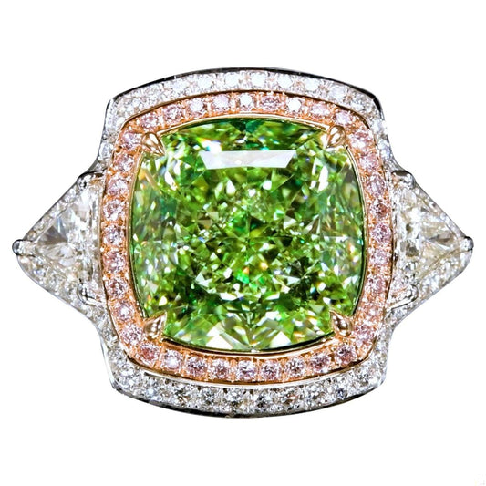 Emilio Jewelry Gia Certified 12.00 Carat Greenish Diamond Ring
