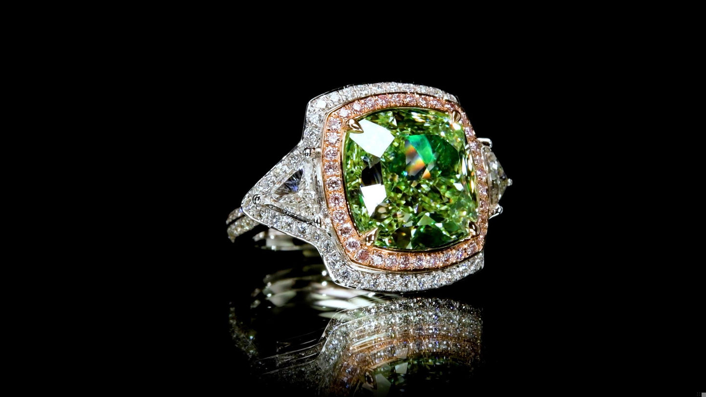 Emilio Jewelry Gia Certified 12.00 Carat Greenish Diamond Ring