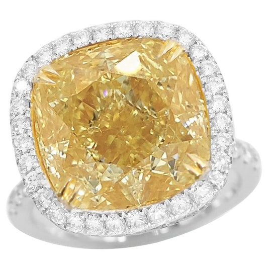 Emilio Jewelry Gia Certified 13.36 Carat Fancy Yellow Diamond Ring