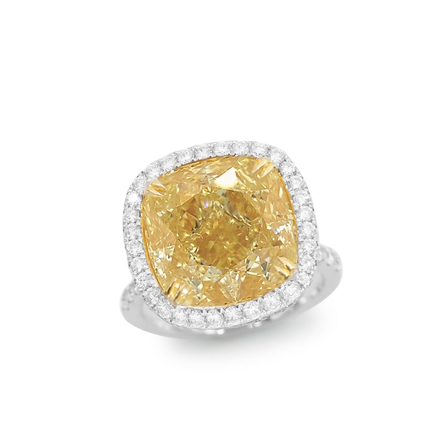 Emilio Jewelry Gia Certified 13.36 Carat Fancy Yellow Diamond Ring