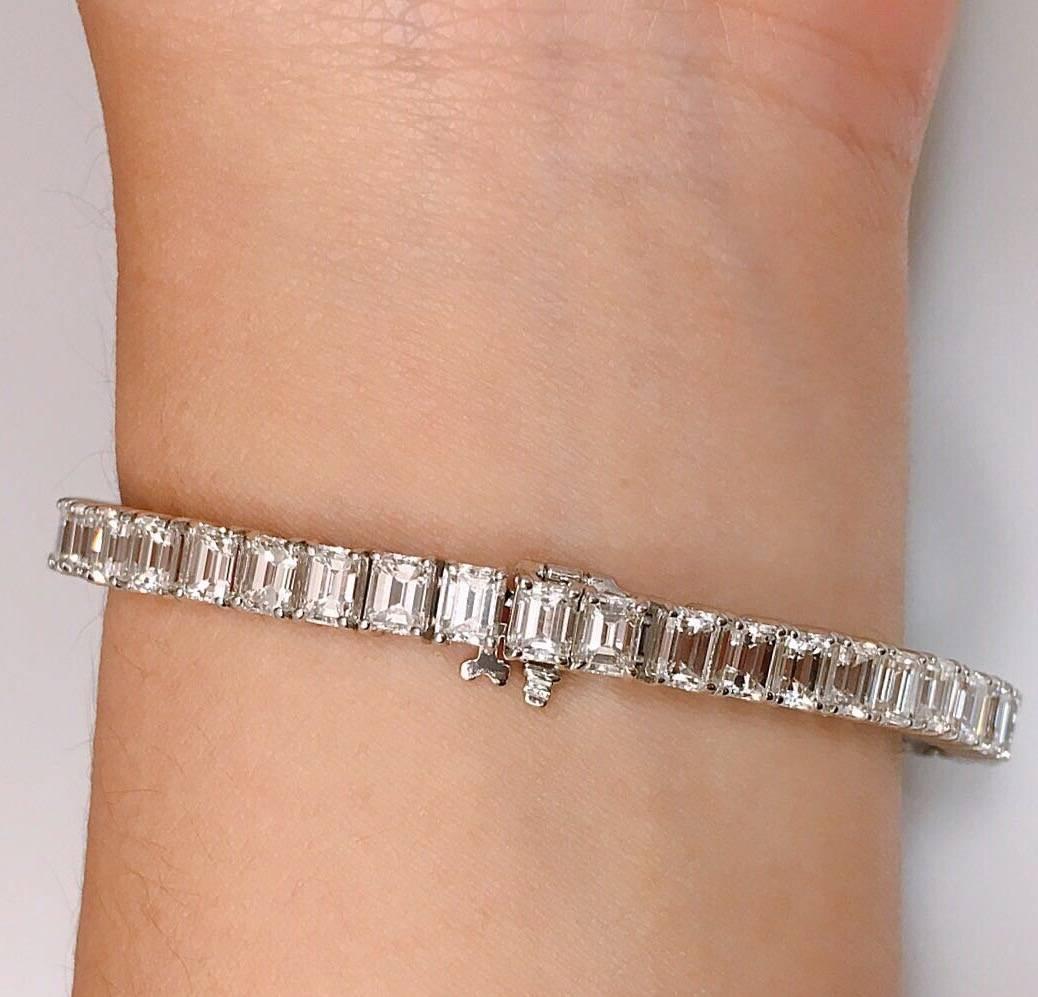 Emilio Jewelry Gia Certified 15.00 Carat Emerald Cut Diamond Bracelet