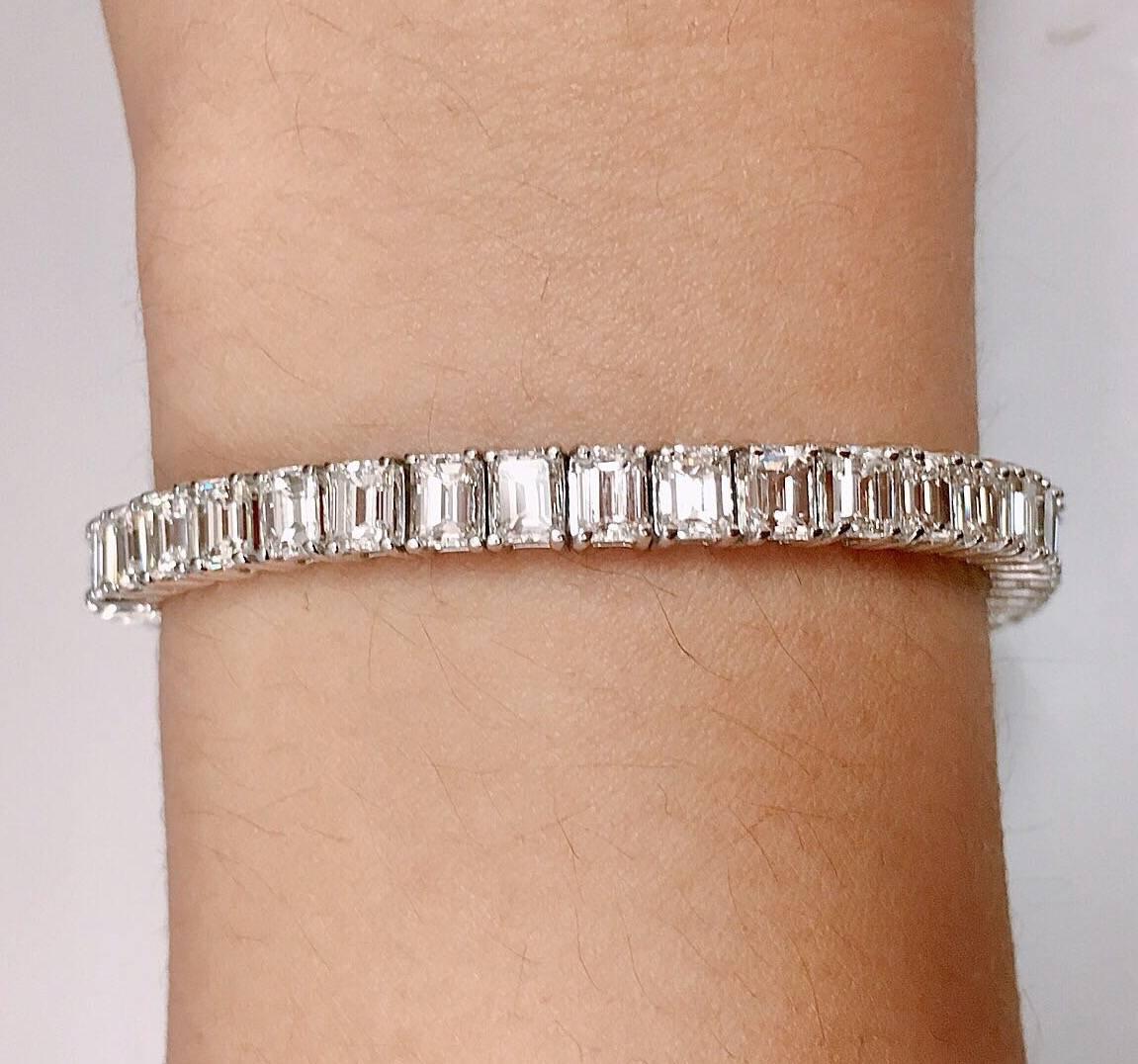 Emilio Jewelry Gia Certified 15.00 Carat Emerald Cut Diamond Bracelet