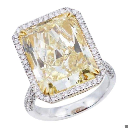 Emilio Jewelry Gia Certified 15.00 Carat Yellow Diamond Ring