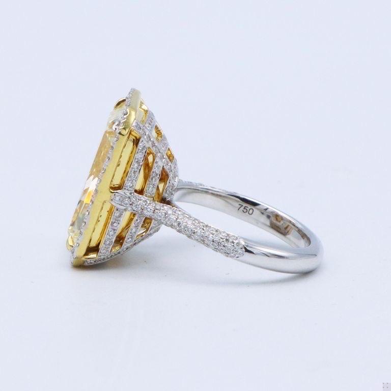 Emilio Jewelry Gia Certified 15.00 Carat Yellow Diamond Ring
