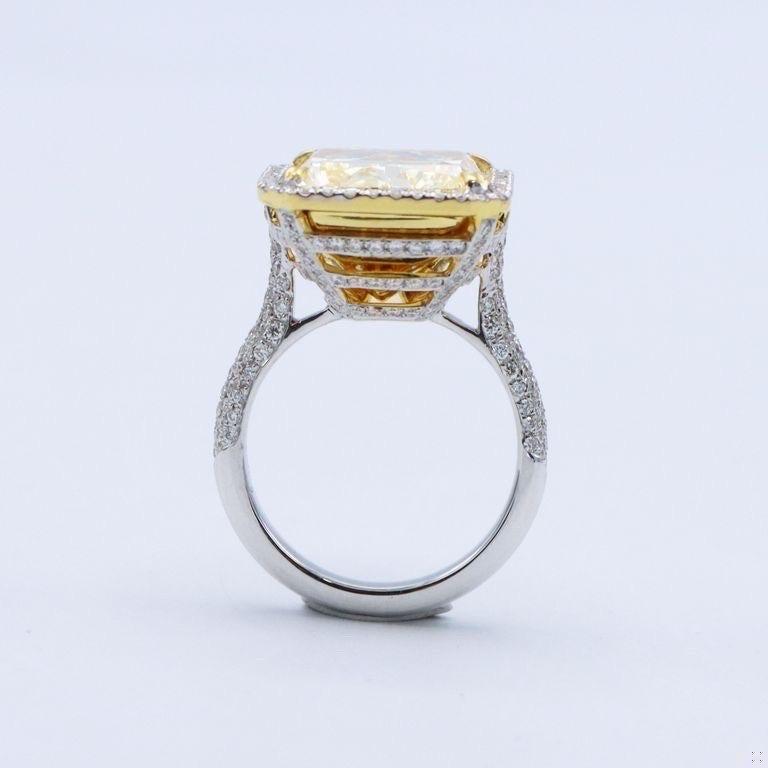 Emilio Jewelry Gia Certified 15.00 Carat Yellow Diamond Ring