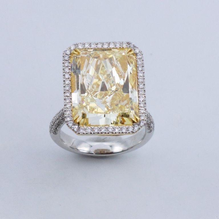 Emilio Jewelry Gia Certified 15.00 Carat Yellow Diamond Ring